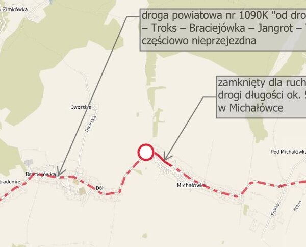UWAGA: utrudnienia w ruchu na drodze powiatowej nr 1090K