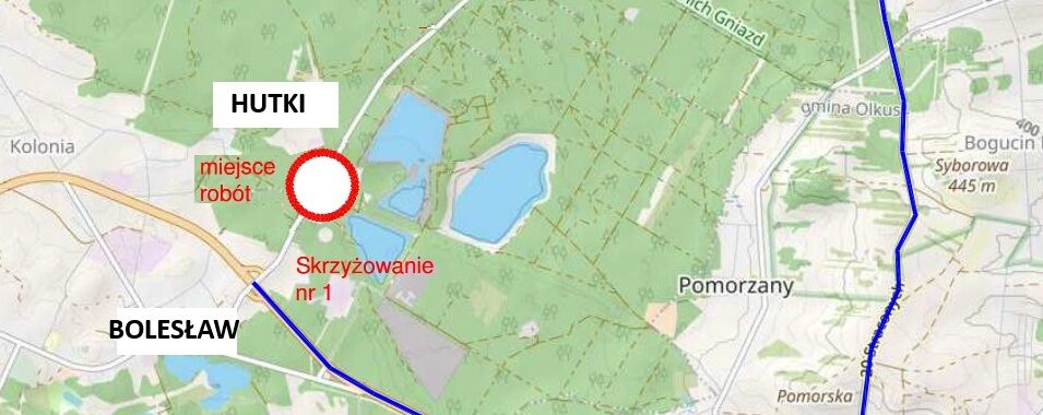 Objazd z miejscowości Bolesław do miejscowości Klucze